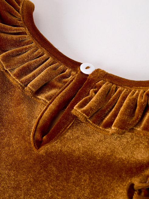 autumn-brown-velvet-girls-dress Rylee Faith Designs - Sophia's Style-4